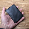 Genuine Leather Mini Zipper Wallet – Compact Coin, Card, &amp; Key Holder for Men &amp; Women