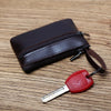 Genuine Leather Mini Zipper Wallet – Compact Coin, Card, &amp; Key Holder for Men &amp; Women