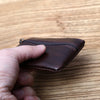 Genuine Leather Mini Zipper Wallet – Compact Coin, Card, &amp; Key Holder for Men &amp; Women