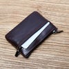 Genuine Leather Mini Zipper Wallet – Compact Coin, Card, &amp; Key Holder for Men &amp; Women