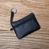 Genuine Leather Mini Zipper Wallet – Compact Coin, Card, &amp; Key Holder for Men &amp; Women