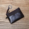 Genuine Leather Mini Zipper Wallet – Compact Coin, Card, &amp; Key Holder for Men &amp; Women